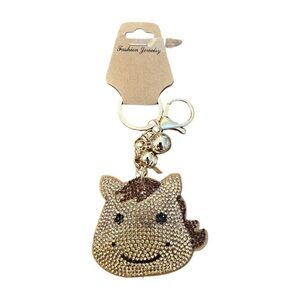 Gold‎ Rhinestone Horse Keychain